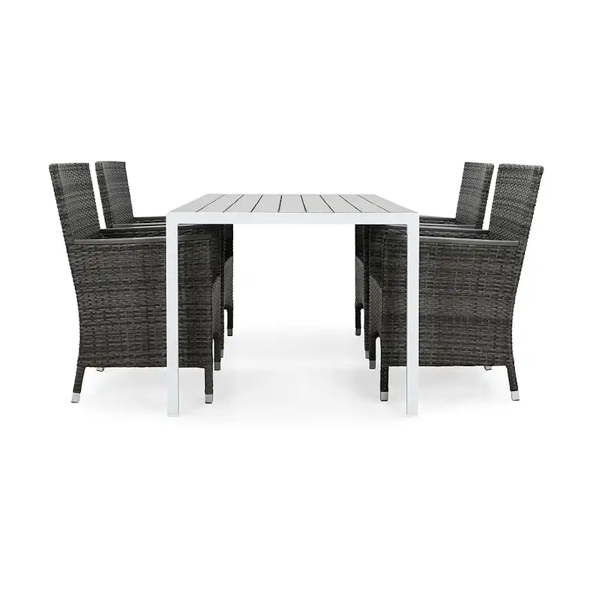 Matgrupp deNoord Tunis 150x90 cm med 4 Thor Fåtöljer Lyx med Armstöd