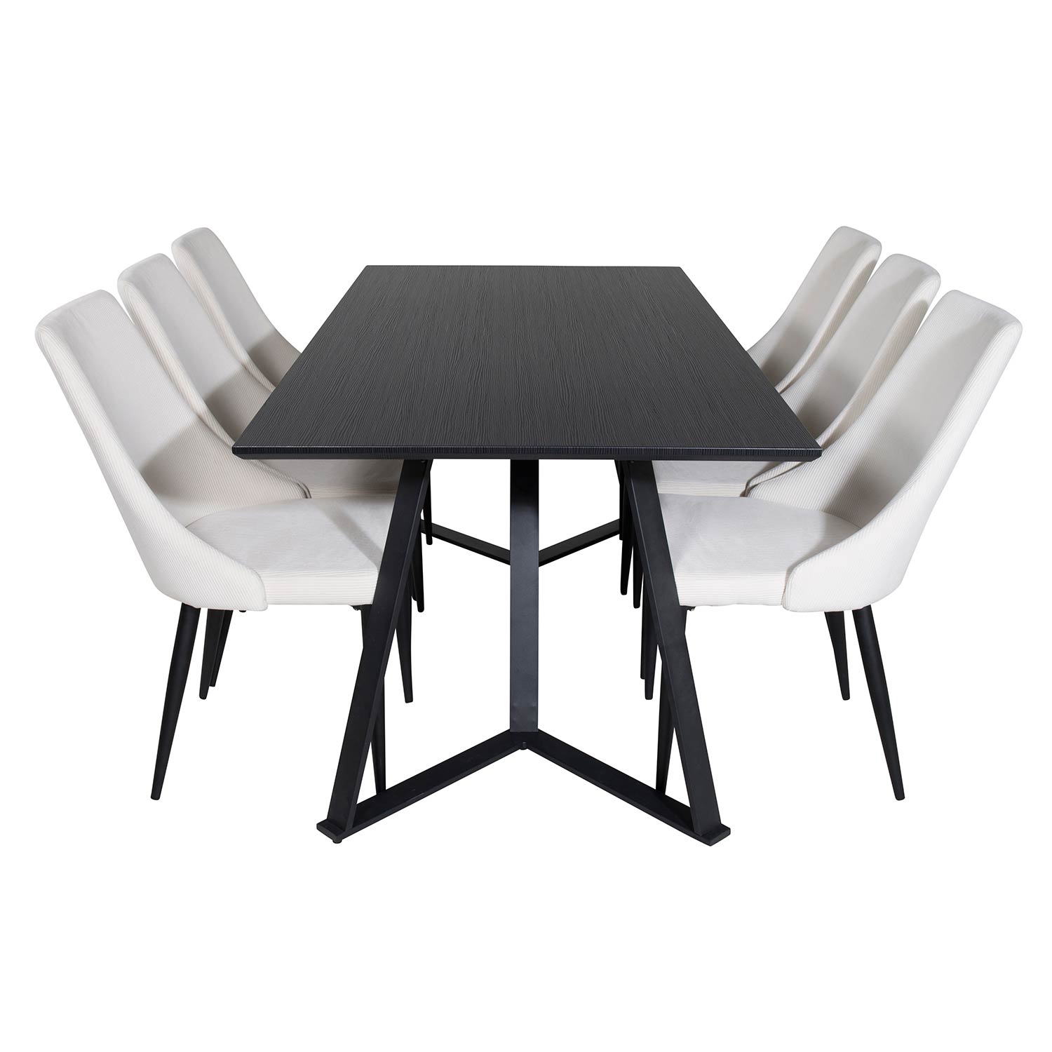 Marina Table - Black top /Leone Chair - Beige / Black_6 Svart/Beige