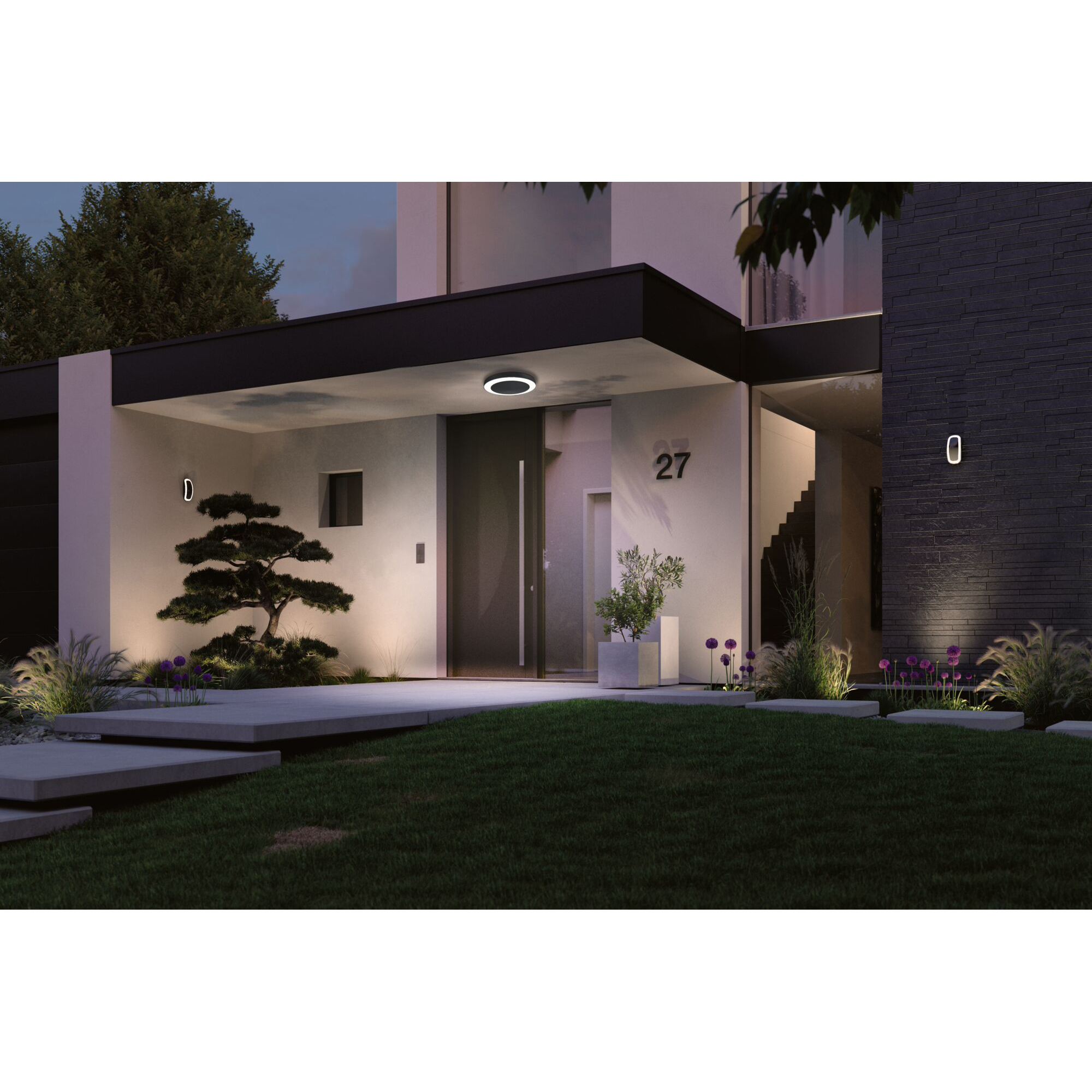 Taklampa LED Paulmann Circula med Skymningsstyrd rörelsedetektor Seawater Resistant IP44 230V Färg: Antracit