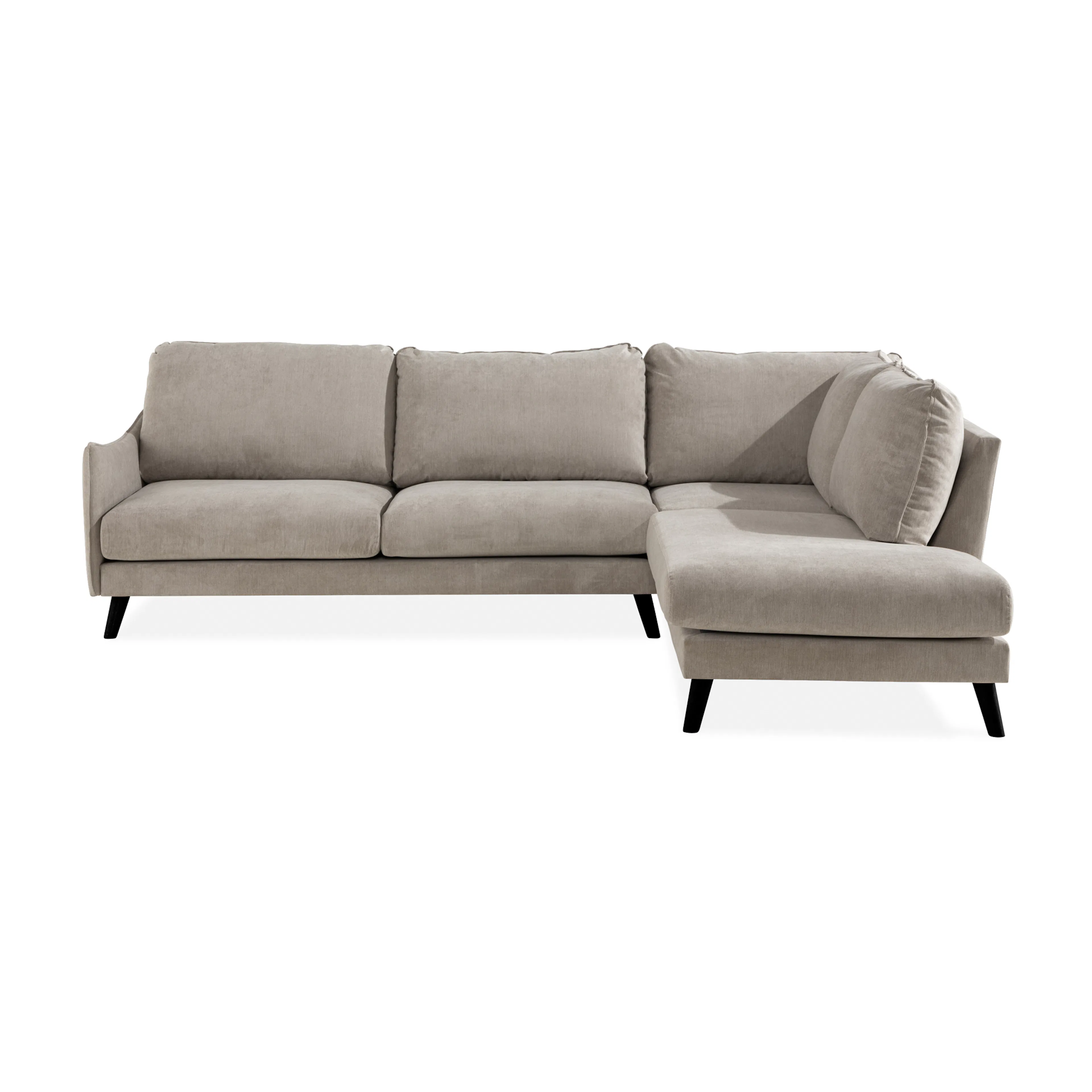 Trend Lyx 4-sits Högervänd L-formad Schäslongsoffa i Tyg Lulu 4, Beige, Höger