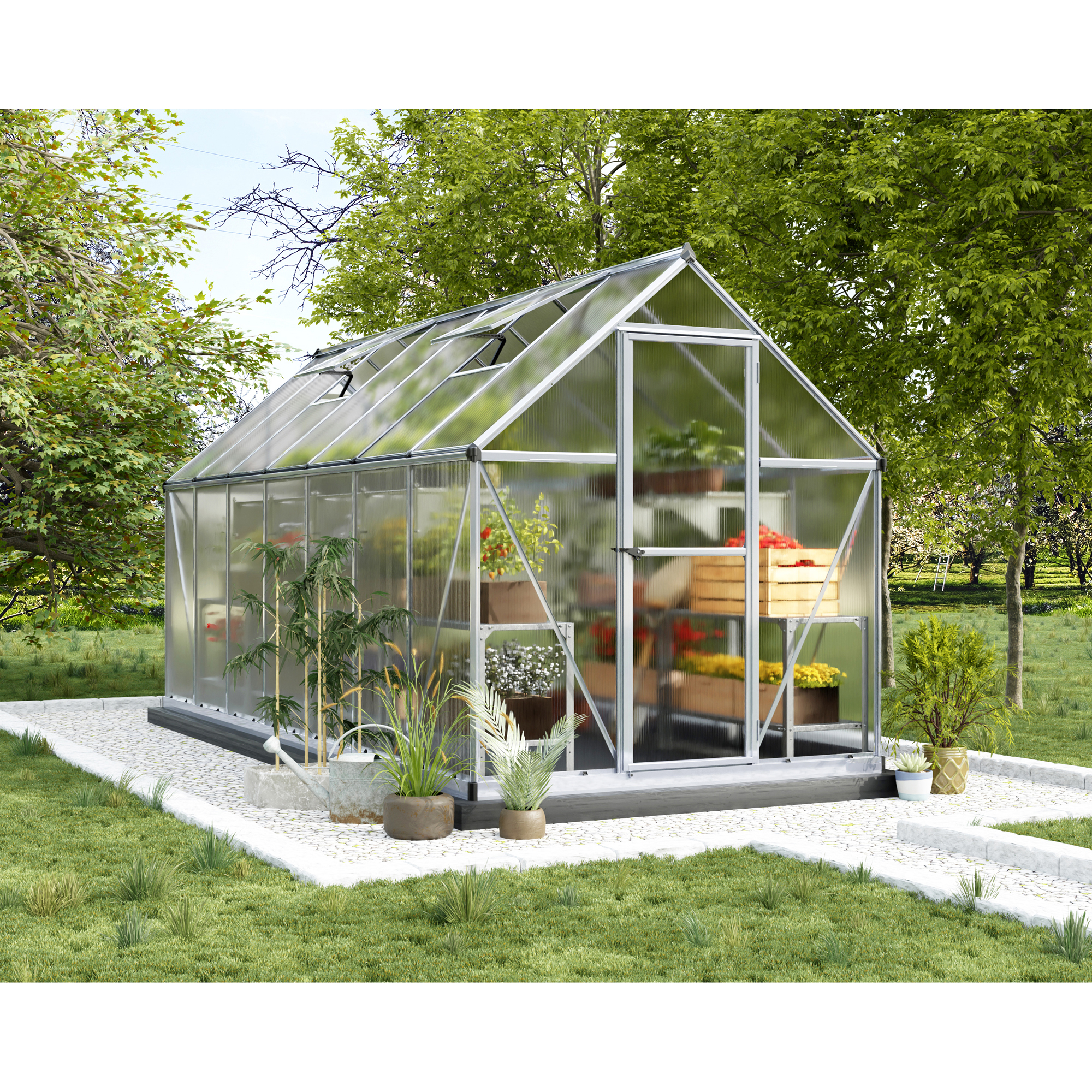 Växthus Canopia by Palram Mythos Aluminiumram med UV-Skyddad Polykarbonat & Ventilationsfönster, 7,9 m²