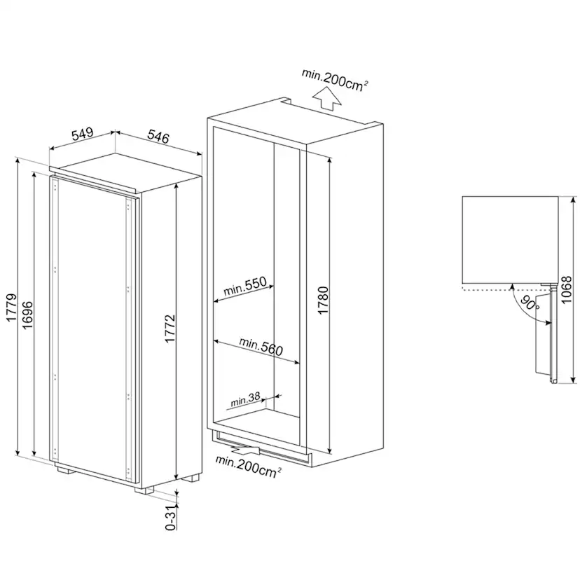 Integrerad Frys SMEG S9F174NE No Frost