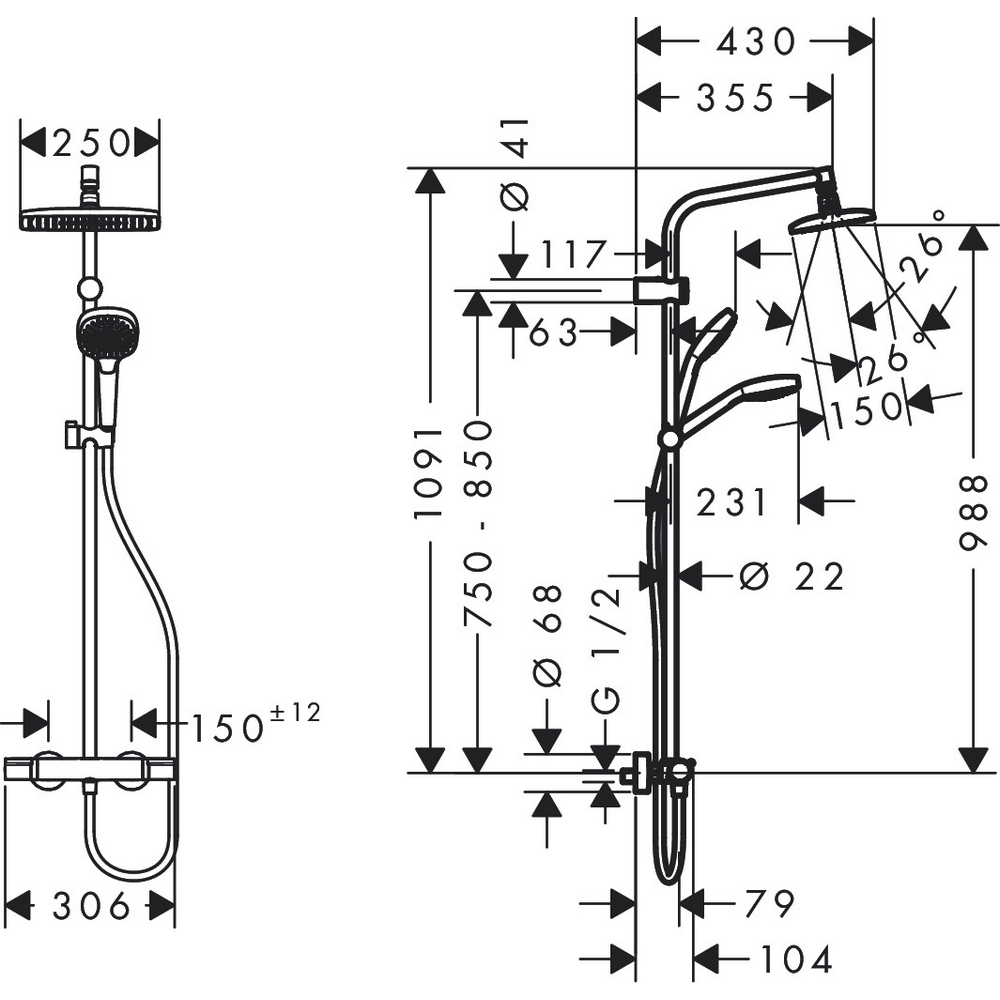 Takduschset Hansgrohe MySelect E 240