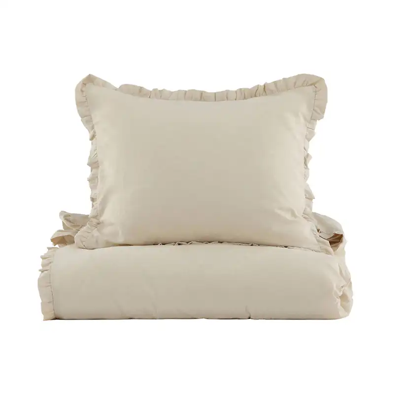 Lias Bed Set Cotton Linen Beige 150x200 cm Färg: Beige, Mått: 150x200 cm