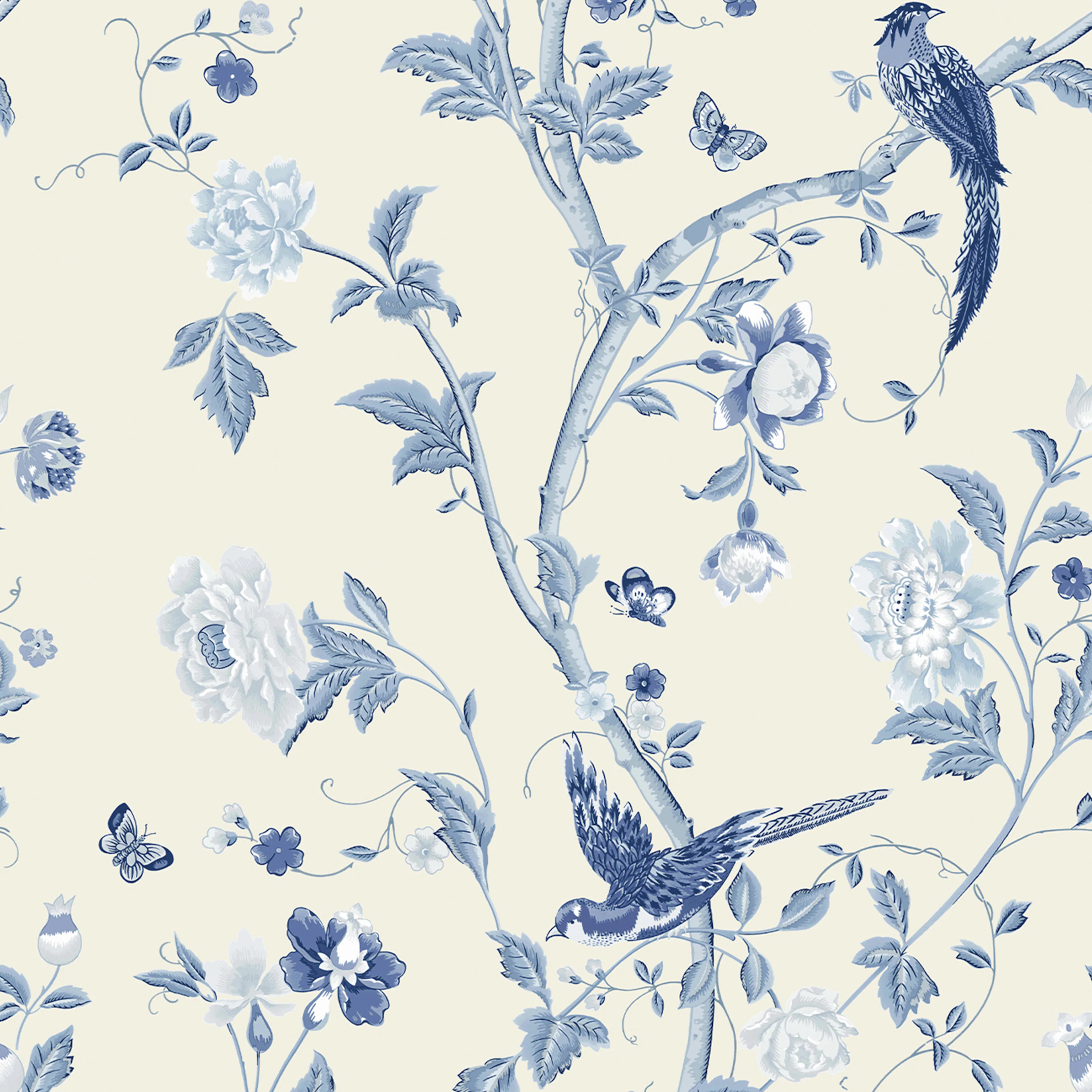 Tapet Laura Ashley Summer Palace Royal Blue 113390 EasyUp, Mönstrad Blå