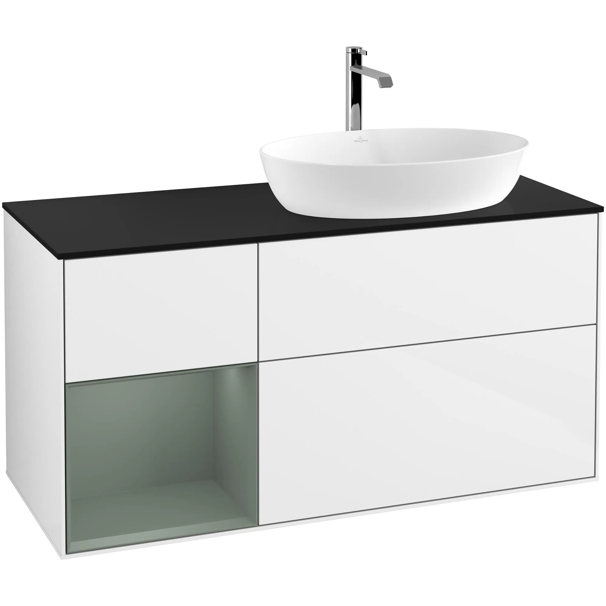 Tvättställsskåp Villeroy & Boch Finion med 3 Lådor Hylla och Bänkskiva för Ocentrerat Tvättställ från Artis & Collaro
