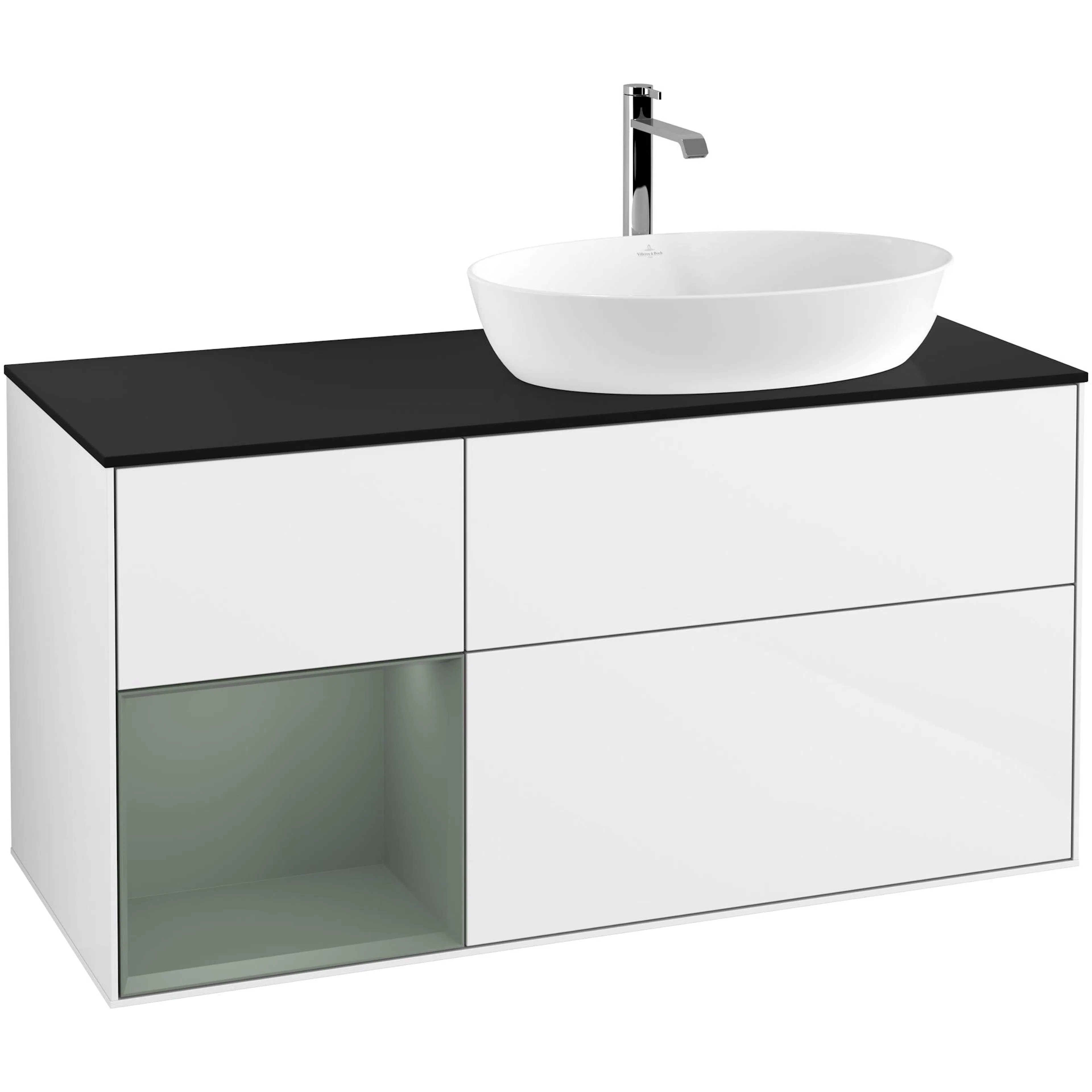 Tvättställsskåp Villeroy & Boch Finion med 3 Lådor Hylla och Bänkskiva för Ocentrerat Tvättställ från Artis & Collaro