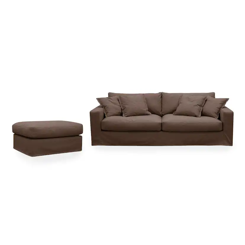 Soffgrupp Scandinavian Choice Valencia Extra Djup 3-sits Soffa + Fotpall med Avtagbar och Tvättbar Klädsel