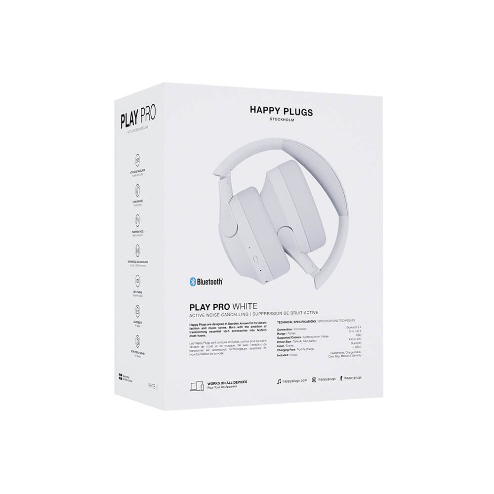 HAPPY PLUGS Hörlur Play Pro ANC Over-Ear Wireless Vit