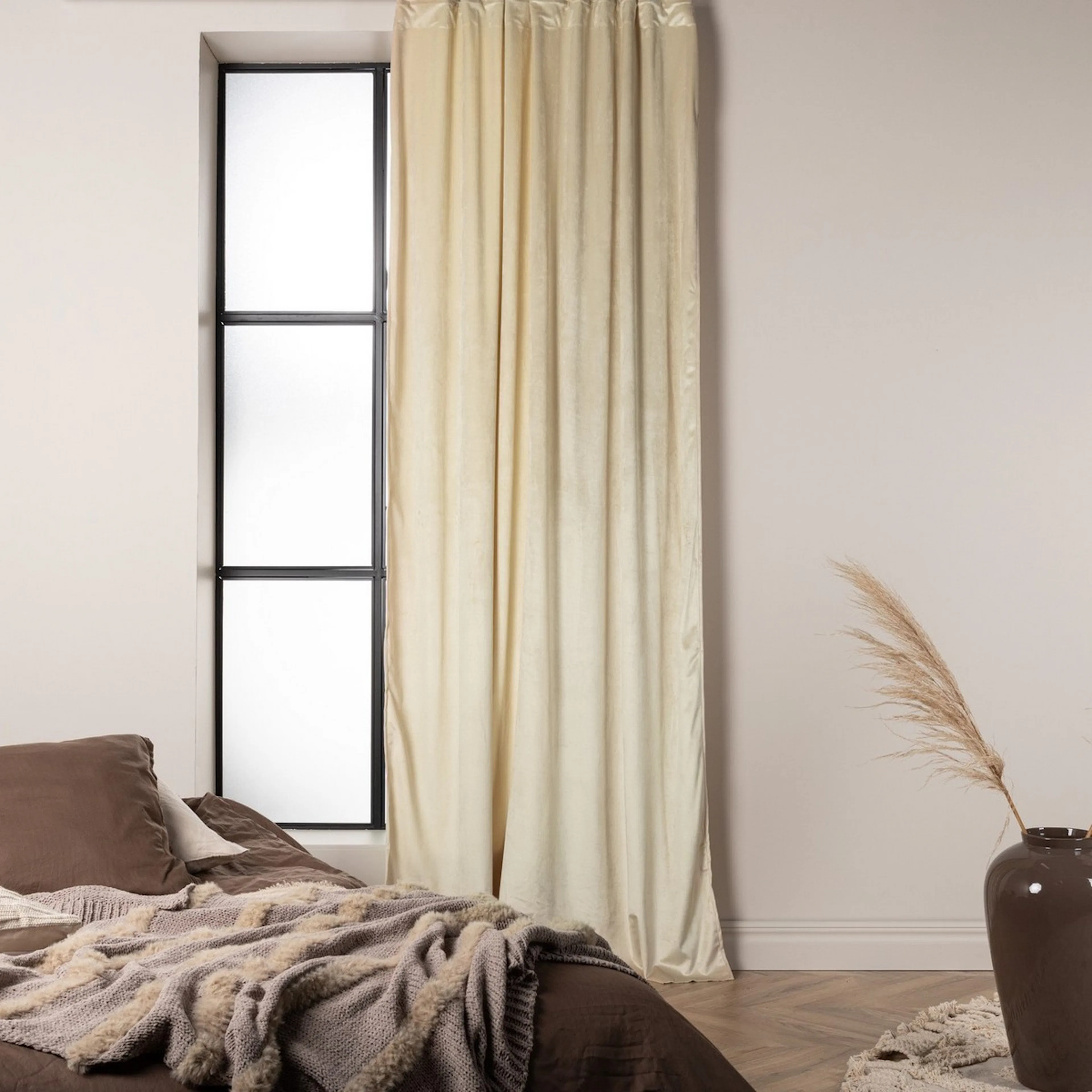 Mary Curtain Polyester/velvet - Beige - 135*250 - Multi band Beige