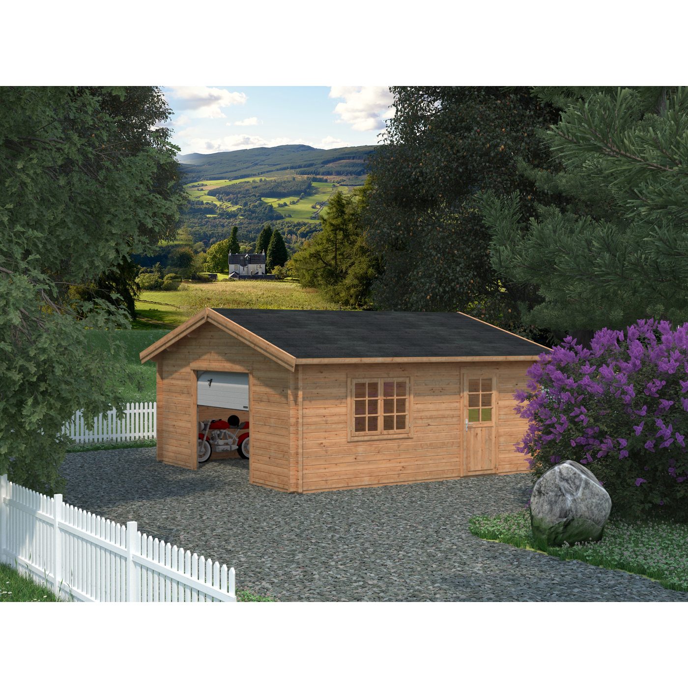 Roger 27,7 m2 with sectional door Brun dippad