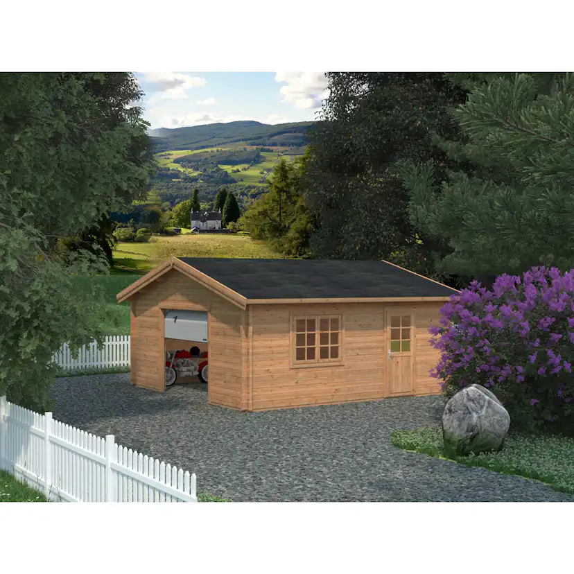 Roger 27,7 m2 with sectional door Brun dippad