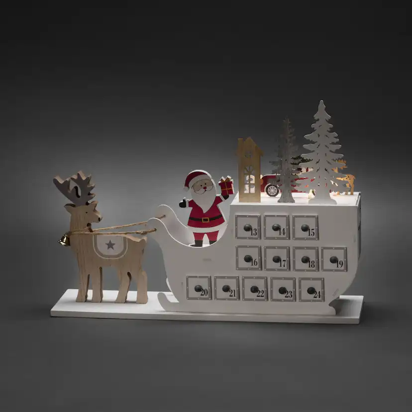 Adventskalender Gnosjö Konstsmide Motiv Trä LED