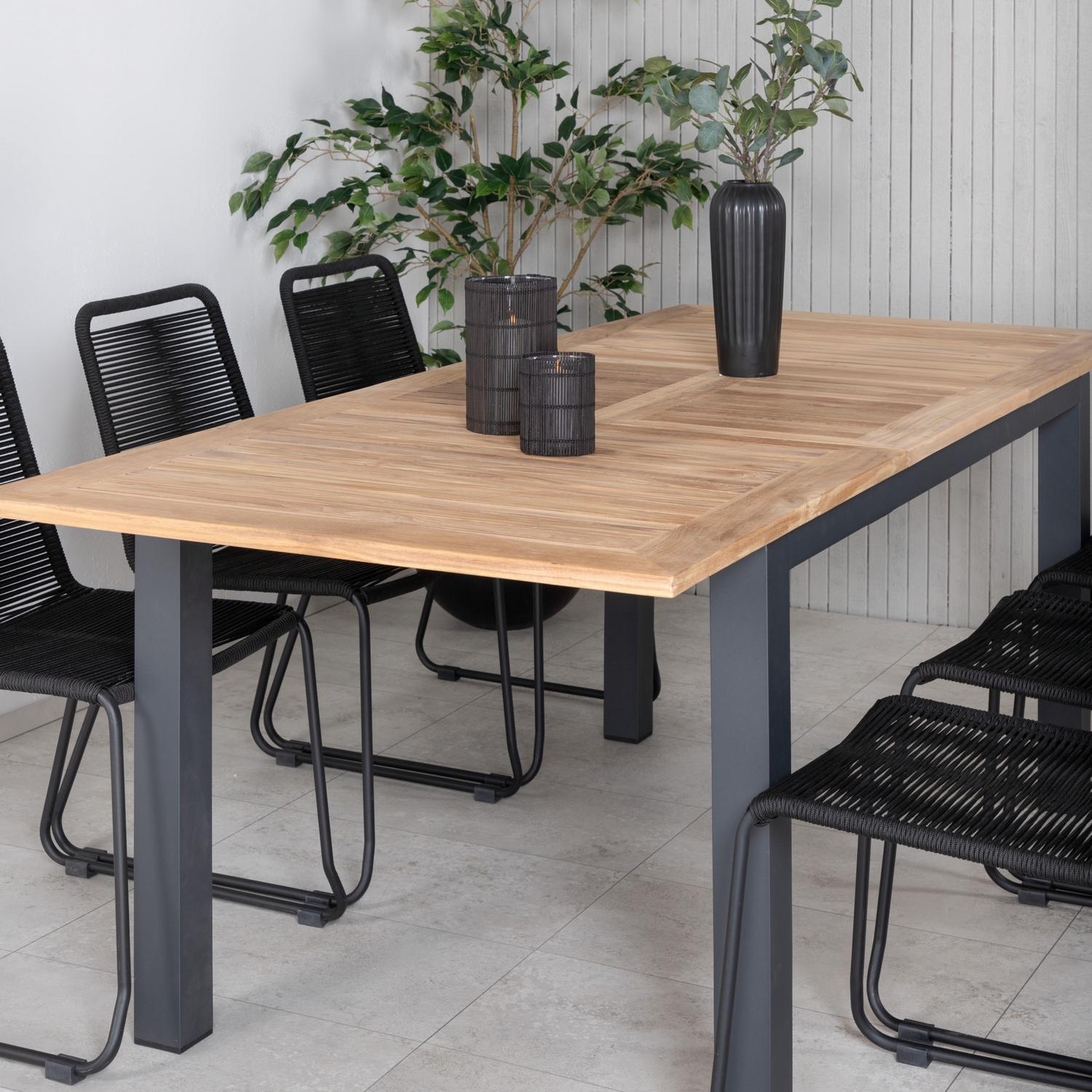 Matgrupp Utomhus Venture Home Perla 152 med 6 Leon Stapelbara Trädgårdsstolar
