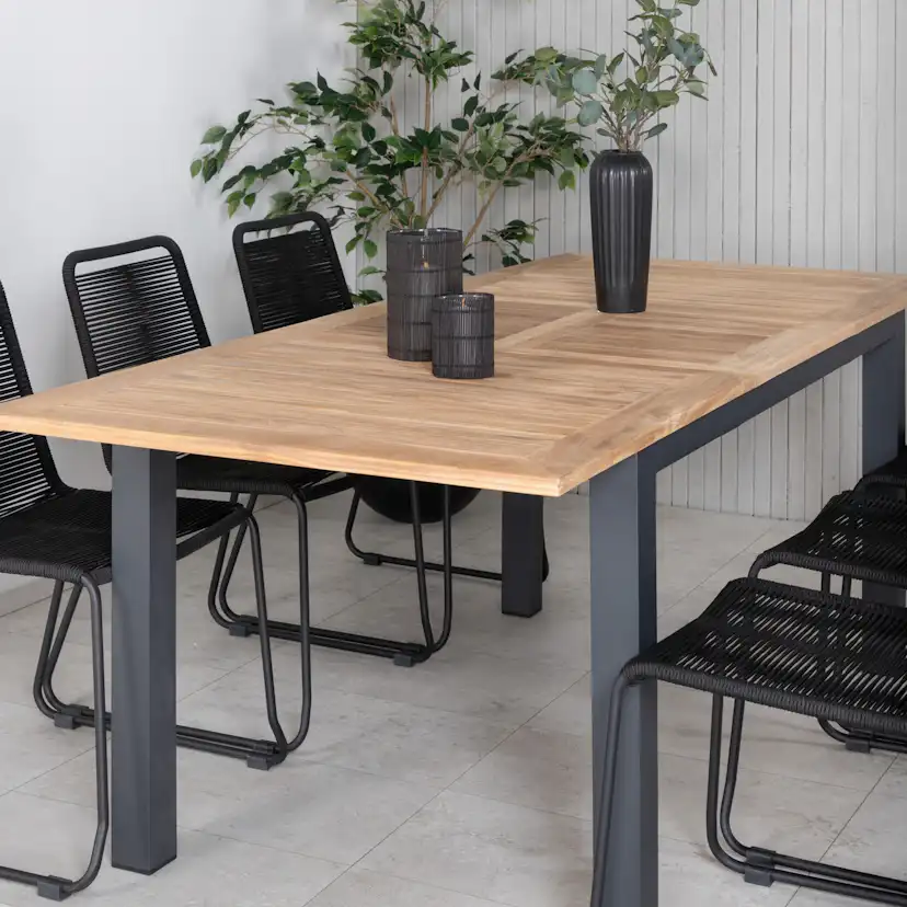 Matgrupp Utomhus Venture Home Perla 152 med 6 Leon Stapelbara Trädgårdsstolar