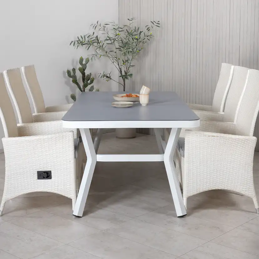 Matgrupp Venture Home Virya 160x90 cm med 6 Padova Reclinerfåtöljer