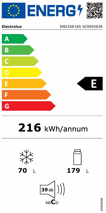 Kombinerad Kyl/Frys Electrolux Serie 300 ENS3SE18S Integrerad