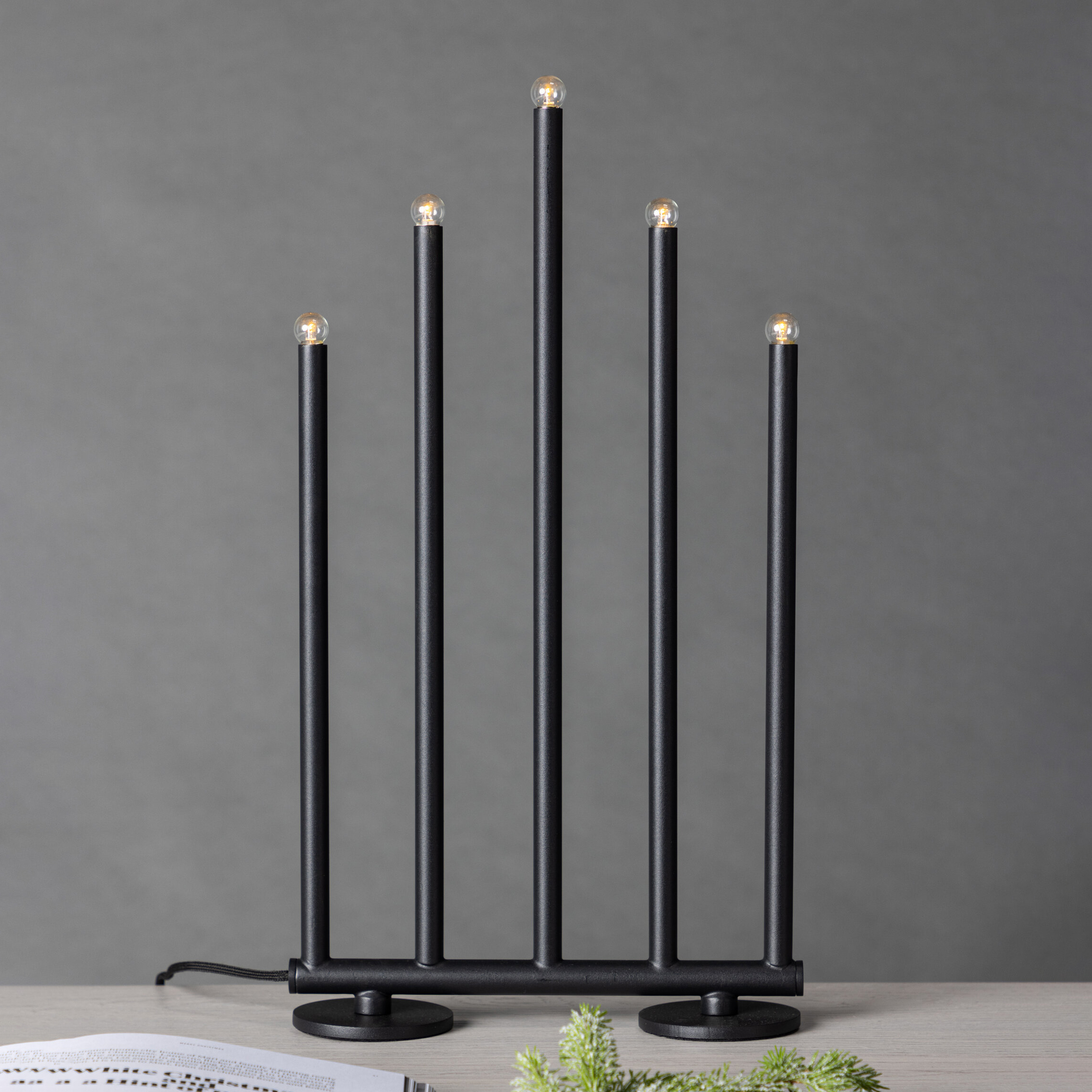 Björnfjället Candlestick 40cm  - Matt Black Dimmer  / Svart, 40 cm