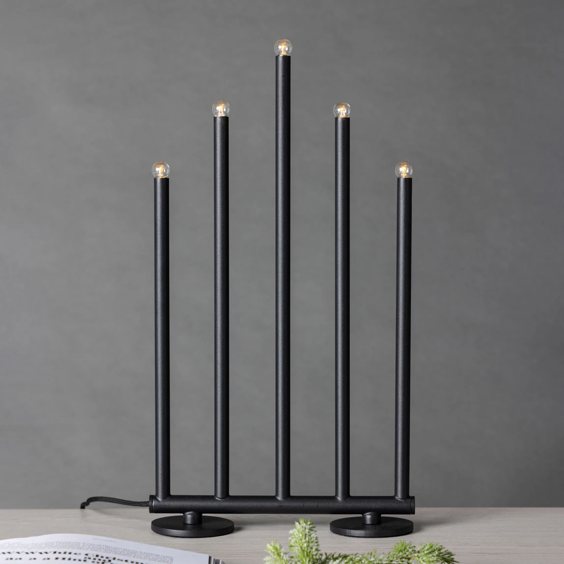 Björnfjället Candlestick 40cm - Matt Black Dimmer / Svart, 40 cm