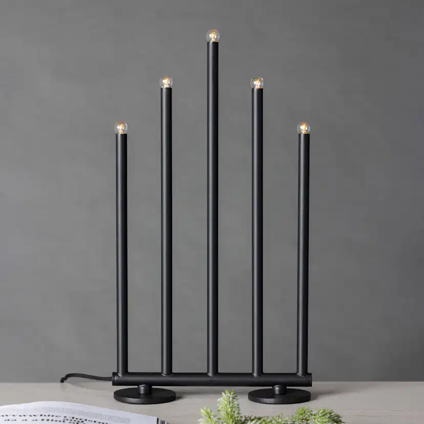 Björnfjället Candlestick 40cm - Matt Black Dimmer / Svart, 40 cm