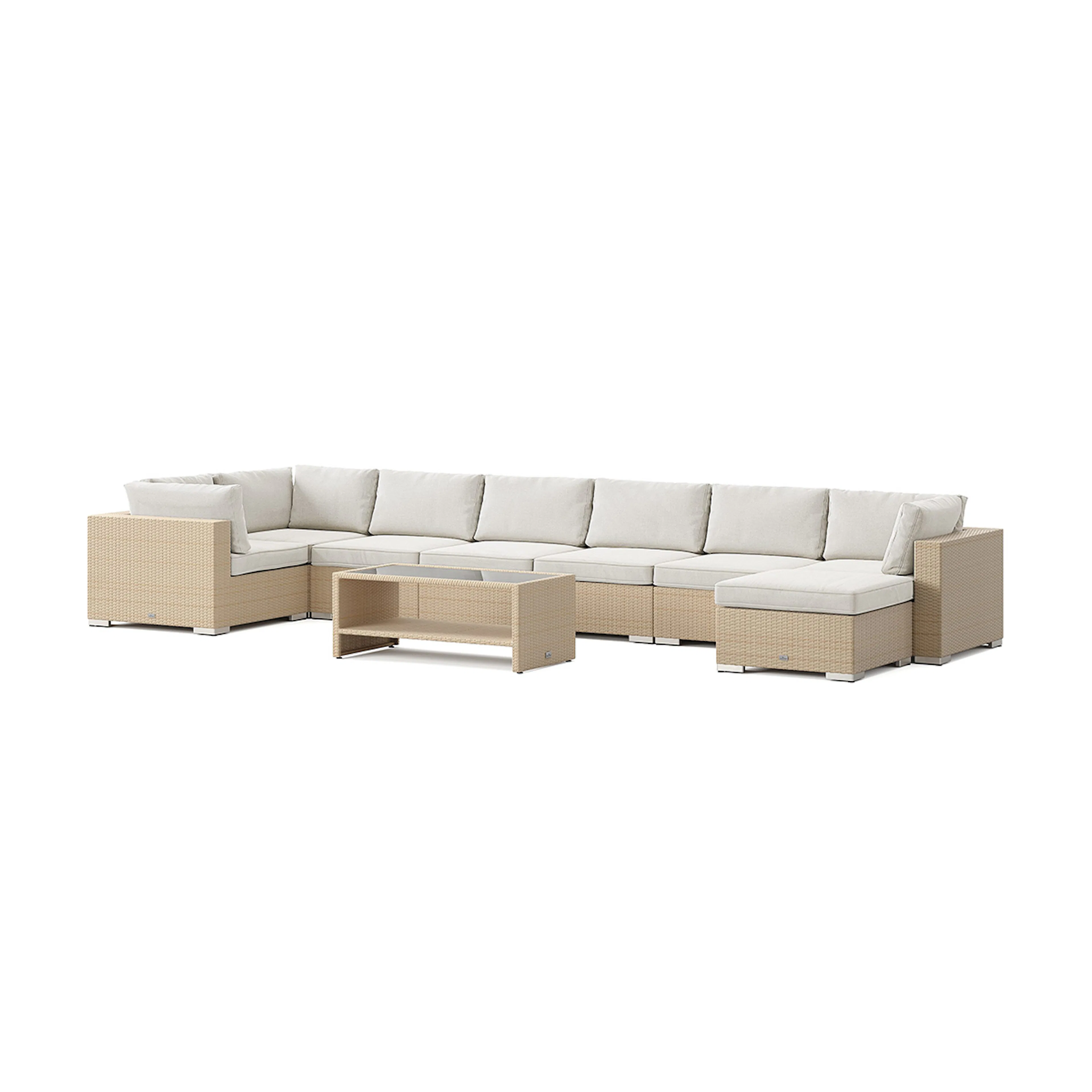 Bahamas Schäslong 8 sits med divan (Vändbar) - bord med hyll Beige