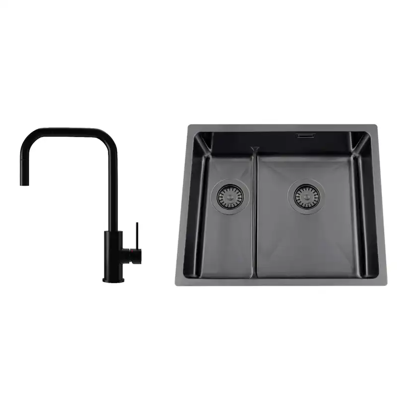 Diskho Nordic Tech Titan 53 KHX Nickel med Köksblandare Steel Accent Square D