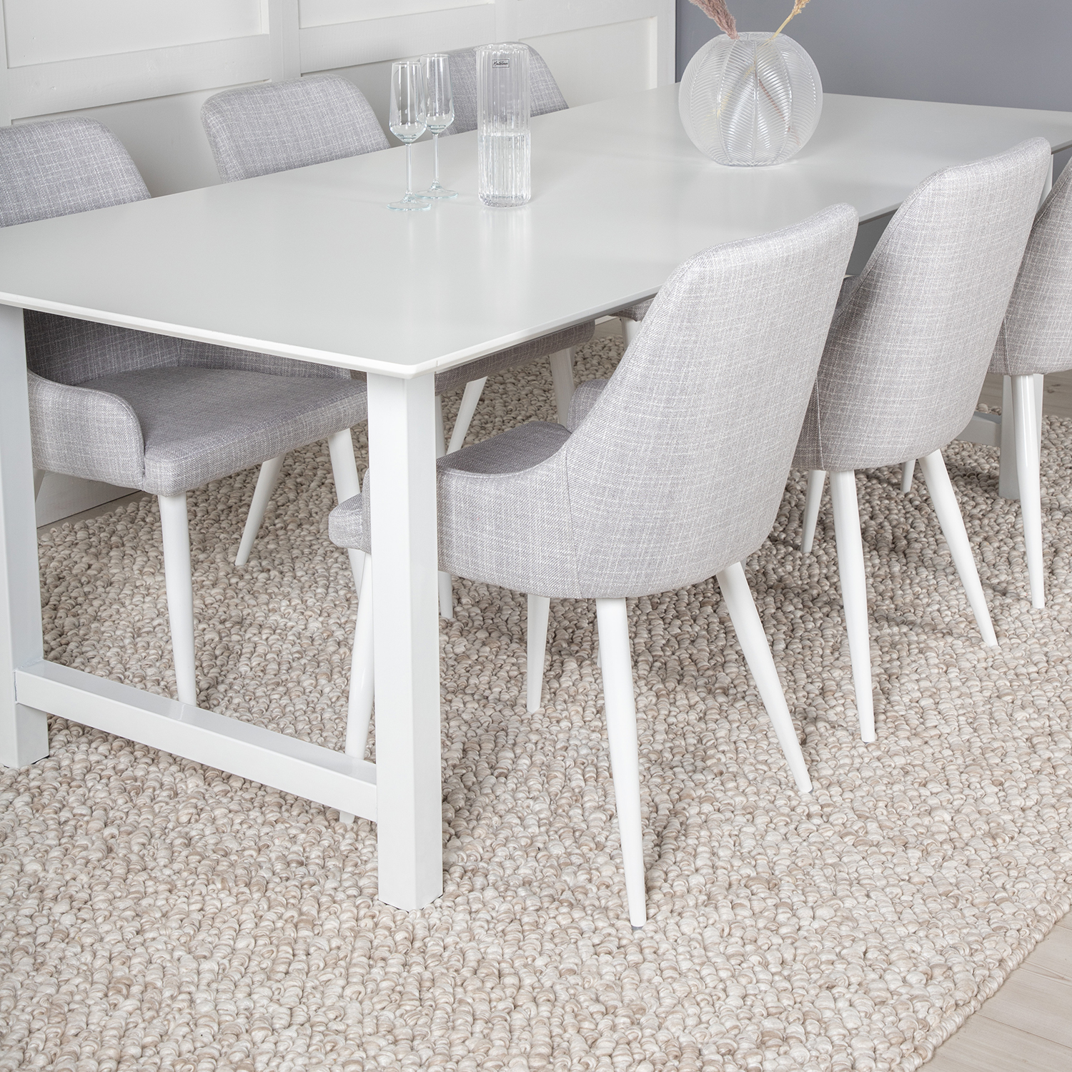 Count Dining Table 220x100 cm+Plaza Dining chair Vit/Ljusgrå