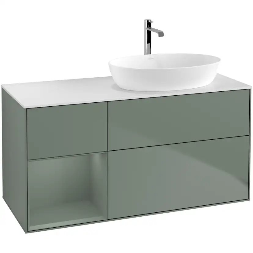 Tvättställsskåp Villeroy & Boch Finion med 3 Lådor Hylla och Bänkskiva för Ocentrerat Tvättställ från Artis & Collaro
