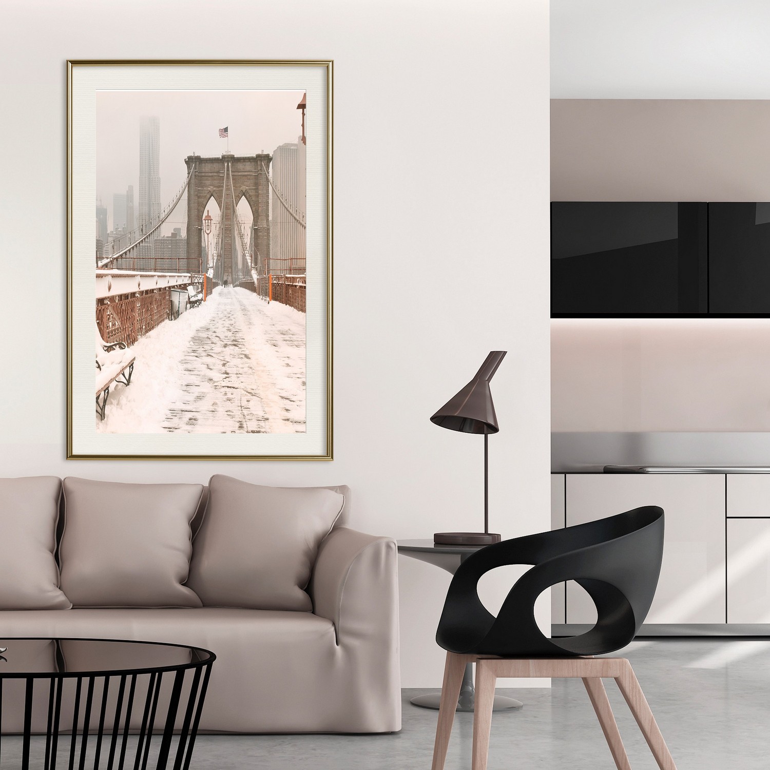 Poster Artgeist Affisch Brooklyn Bridge in Sepia