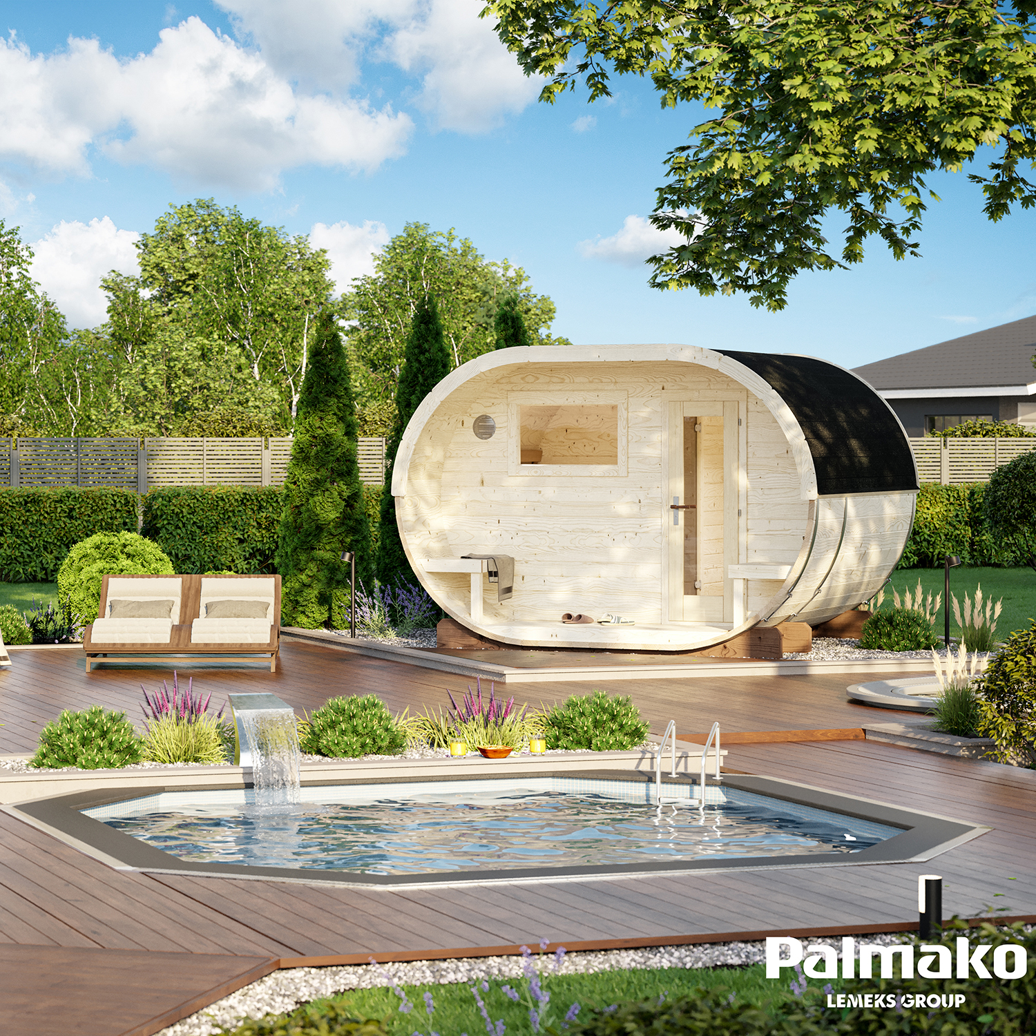 Bastutunna Palmako Anette Byggsats med Altan & Obehandlat Trä