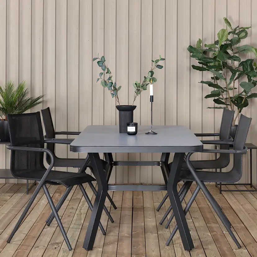 Matgrupp Venture Home Vyn Svart med 4 Anve Matstolar