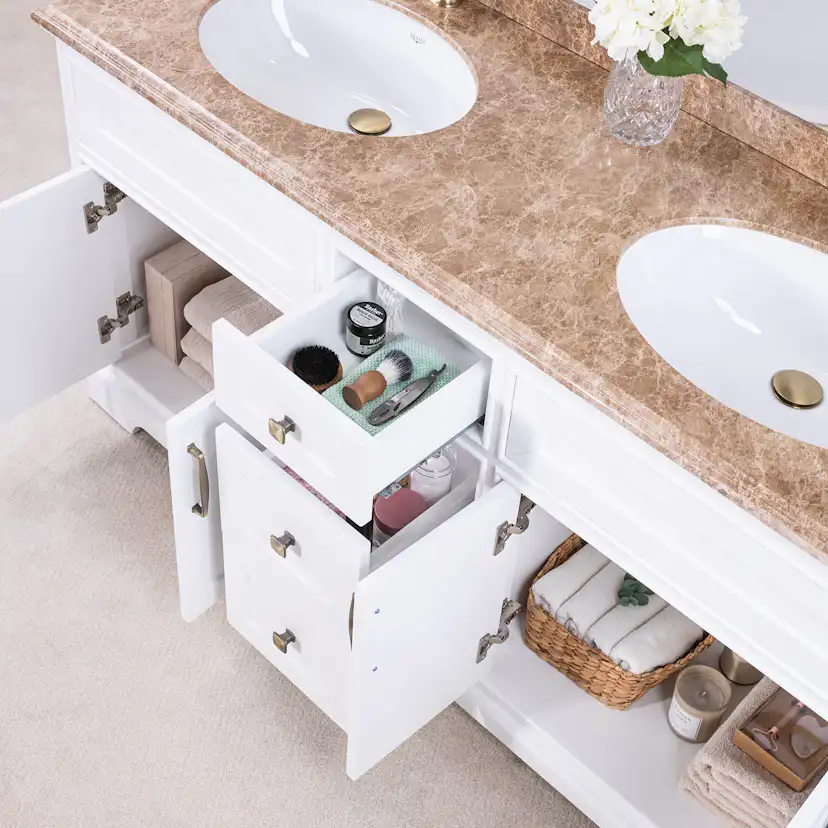 Tvättställsskåp Vesani Wyoming Dubbel Beige Marmor