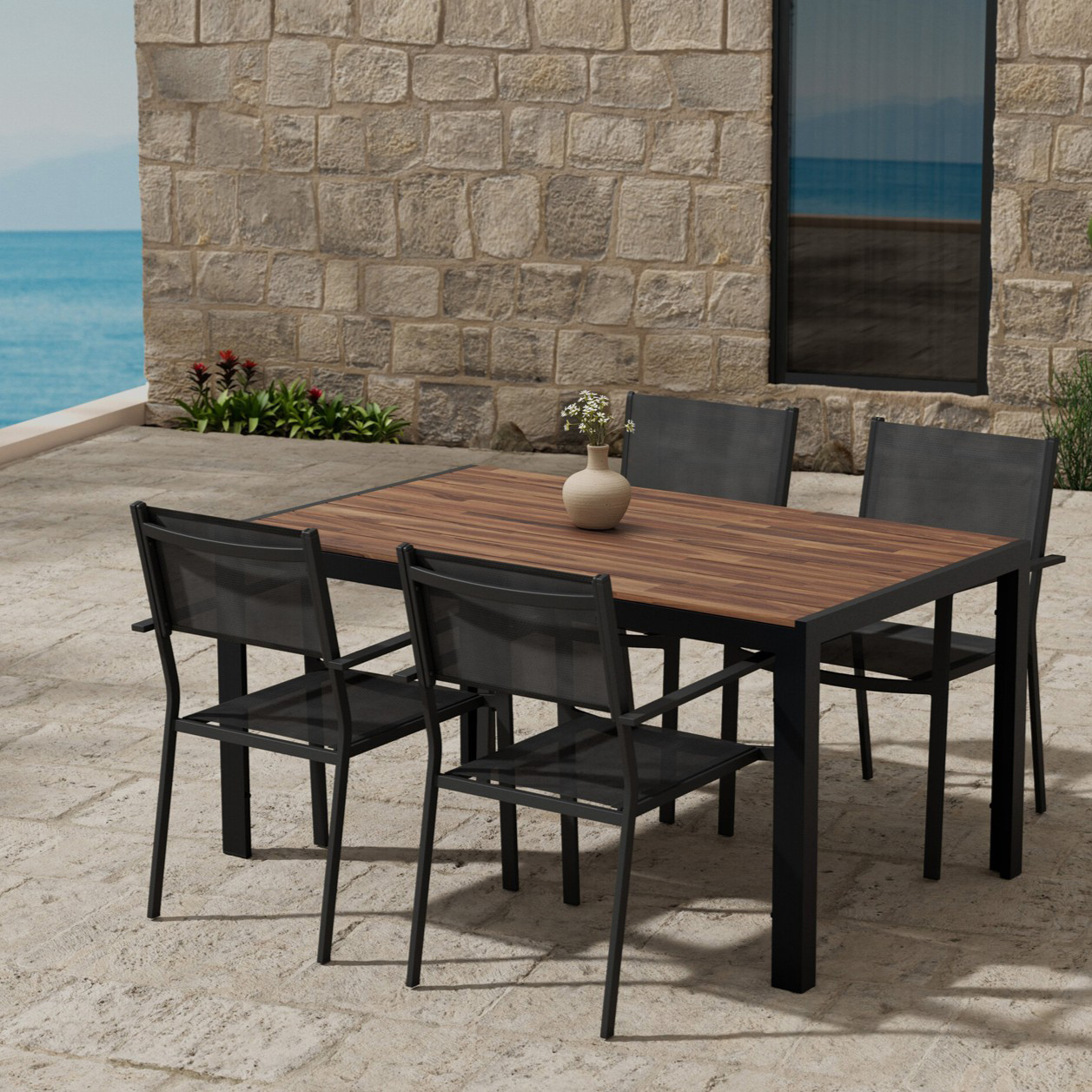 Matgrupp Utomhus Venture Home Break 90x150 cm med 4 st Copacabana Trädgårdsstolar