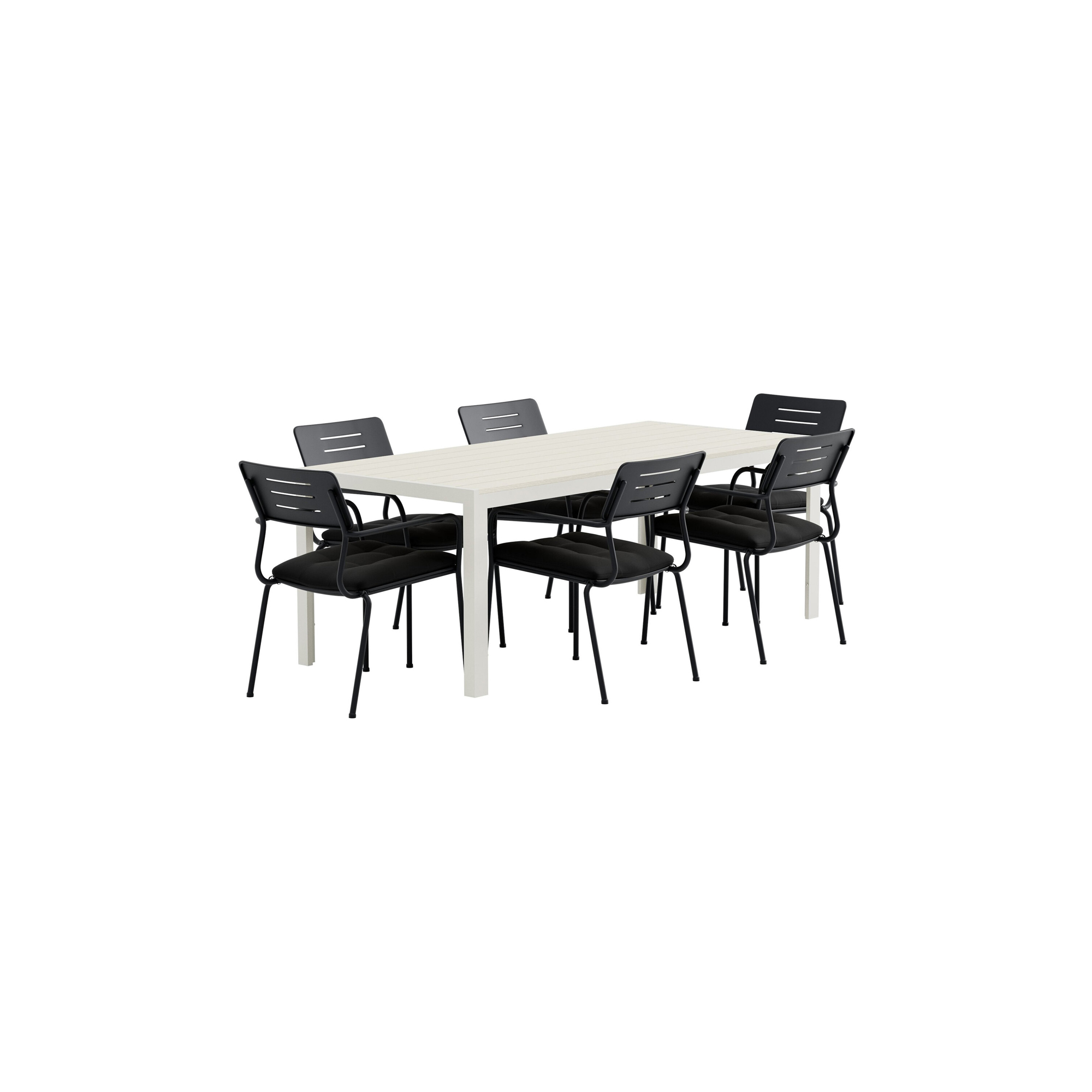 Mirko Table - Beige with 6 Nicke Chair - Black Färg: Beige/Svart