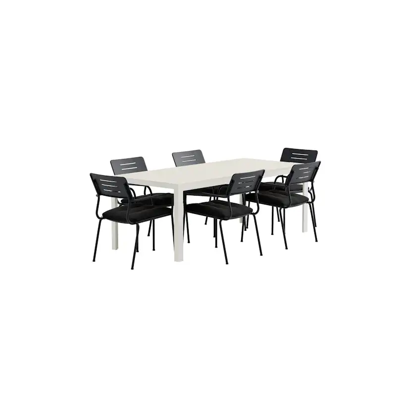 Mirko Table - Beige with 6 Nicke Chair - Black Färg: Beige/Svart