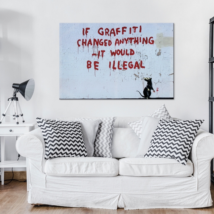 Tavla - If Graffiti Changed Anything by Banksy 60x40 60x40 cm
