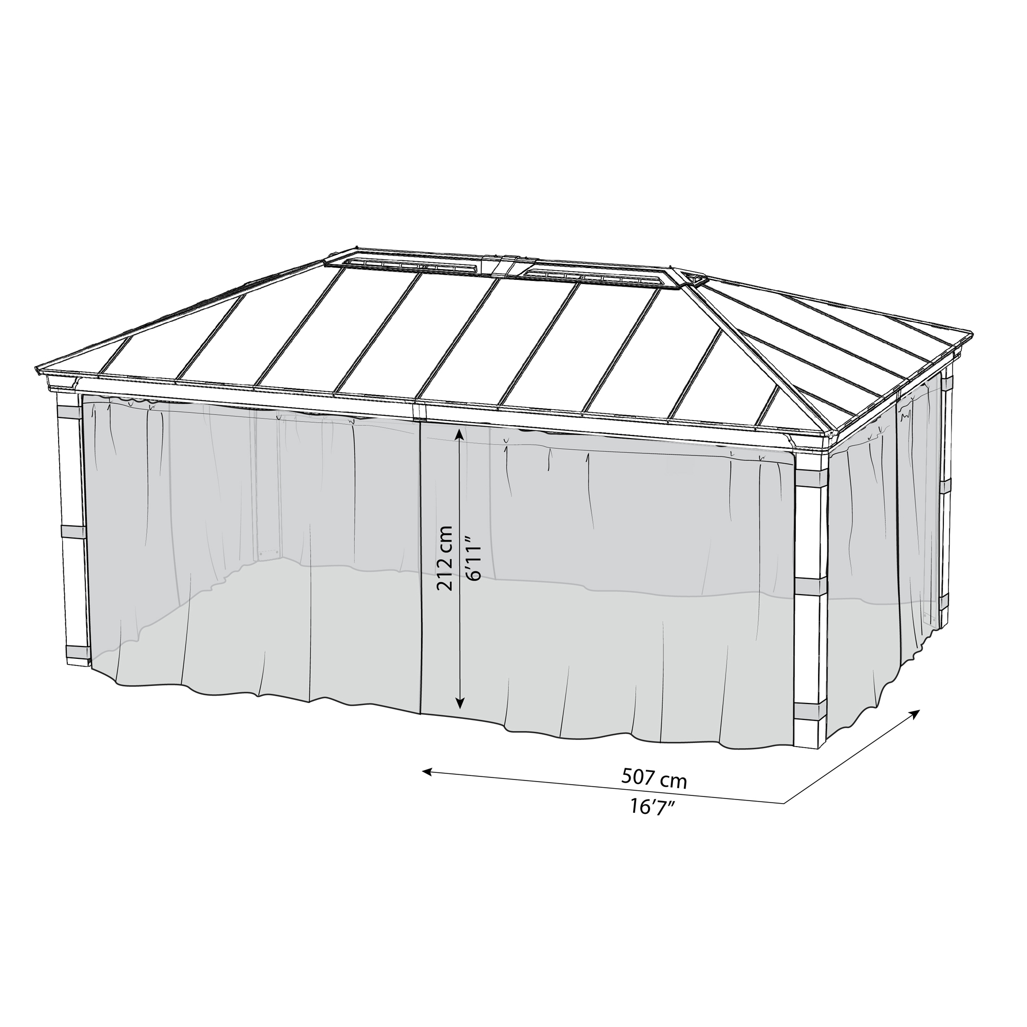 Insektsnät Canopia by Palram Till Dallas Paviljong 3,6 x 6 m Grå