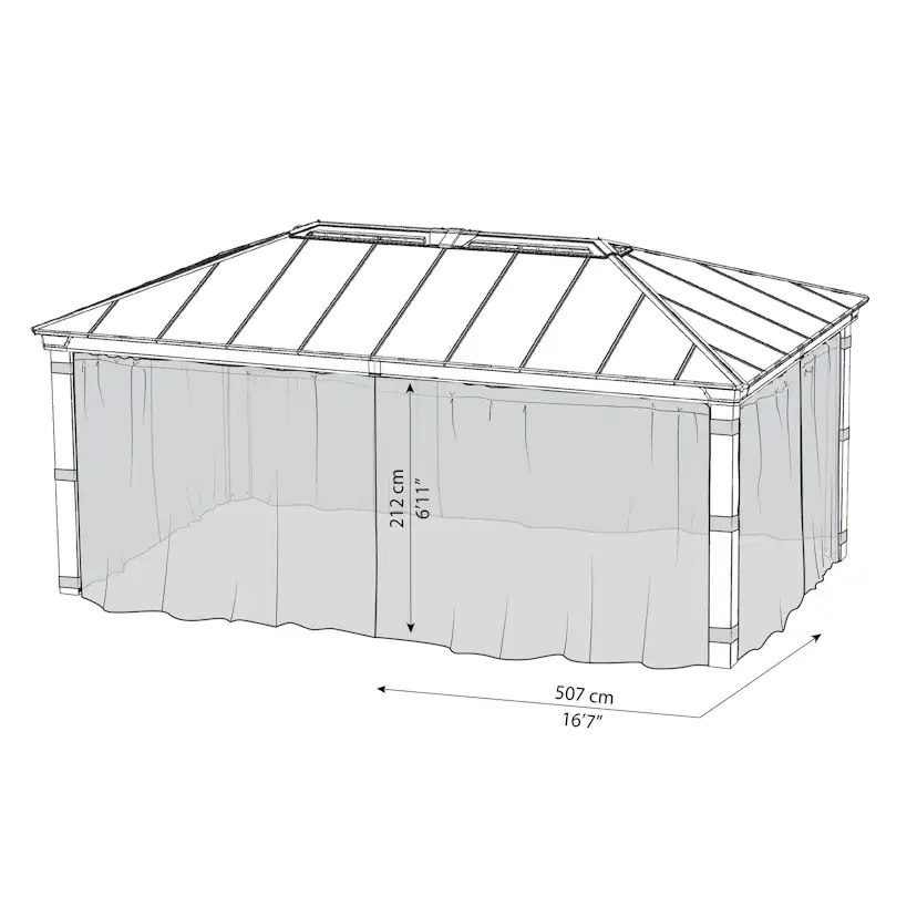 Insektsnät Canopia by Palram Till Dallas Paviljong 3,6 x 6 m Grå