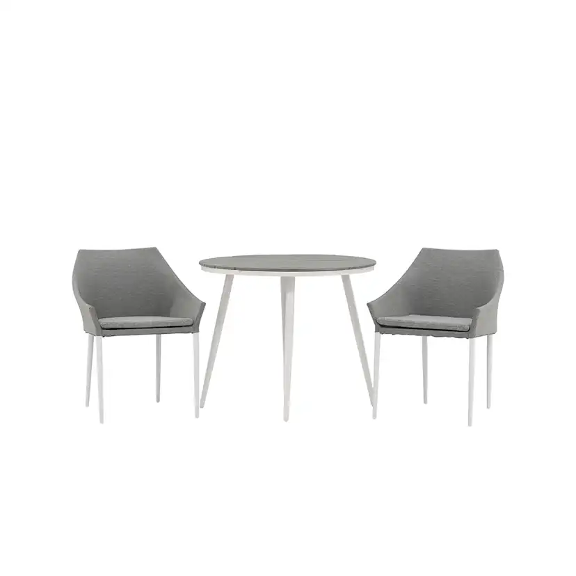 Break - Dining Table Round- White / Grey - Alu / Aintwood - Grå/Vit