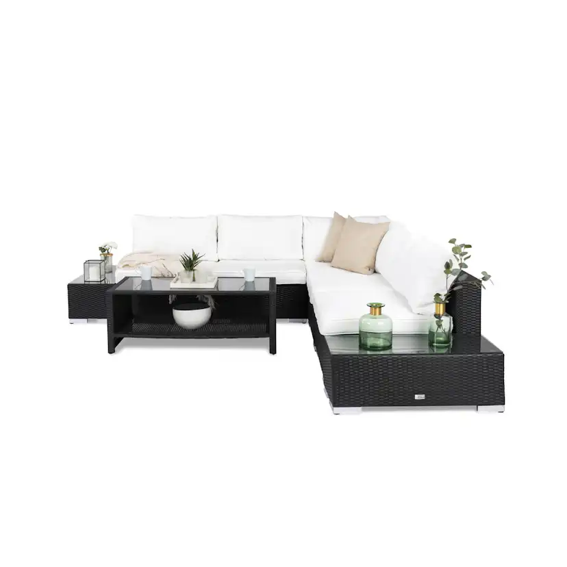 Loungegrupp Comfort Garden Bahamas 5-sits Hörn med 2 Avslut och Bord med Hylla
