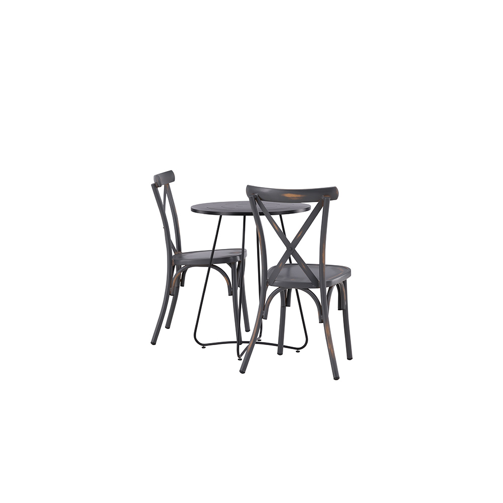Bacong Cafetable Stål - Black / Round ø60** +Tablas Diningch Svart, Mörkgrå