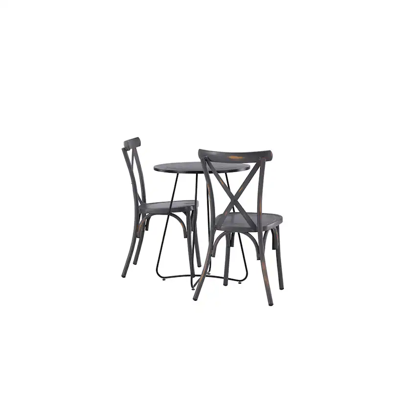Bacong Cafetable Stål - Black / Round ø60** +Tablas Diningch Svart, Mörkgrå