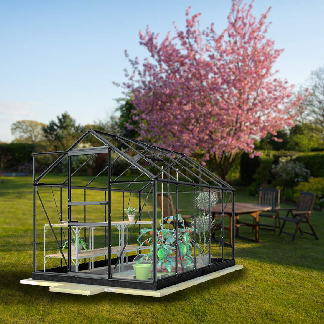 Växthus Lykke Hybrid 82 m2 Svart