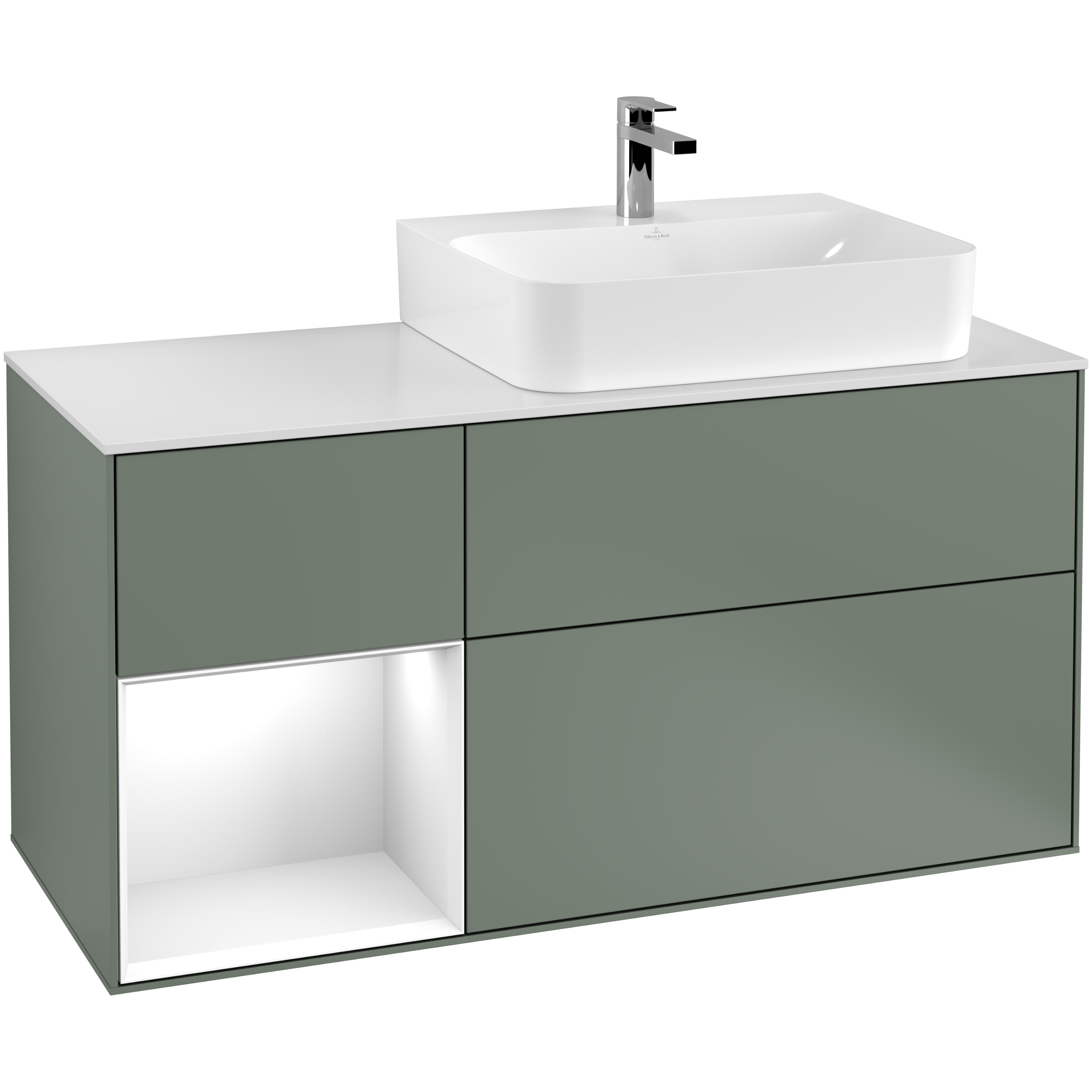 Tvättställsskåp Villeroy & Boch Finion med 3 Lådor Hylla och Bänkskiva för Ocentrerat Tvättställ