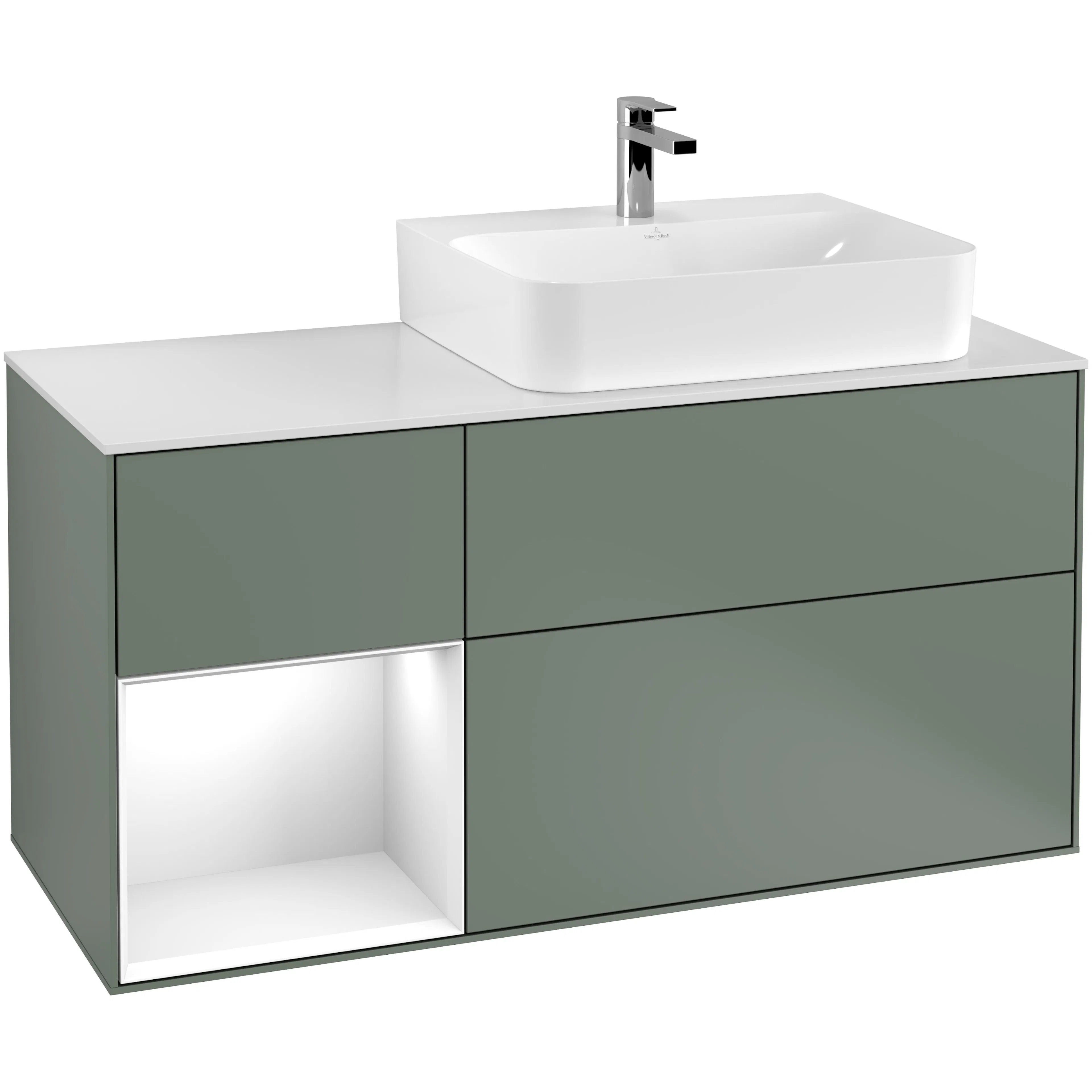 Tvättställsskåp Villeroy & Boch Finion med 3 Lådor Hylla och Bänkskiva för Ocentrerat Tvättställ