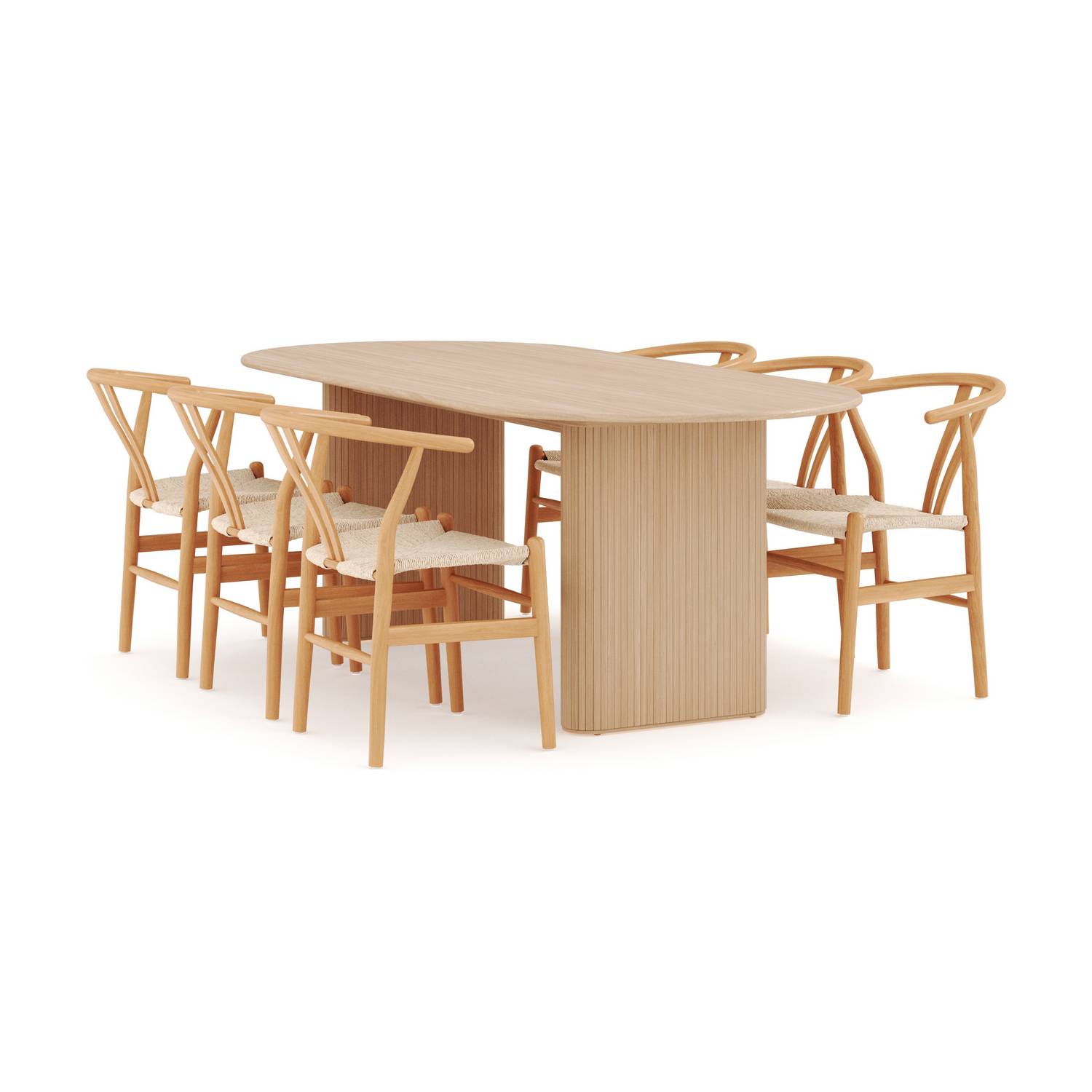 Matgrupp Bark Noira Ovalt Matbord 220 cm med 6Dastoori Matstol