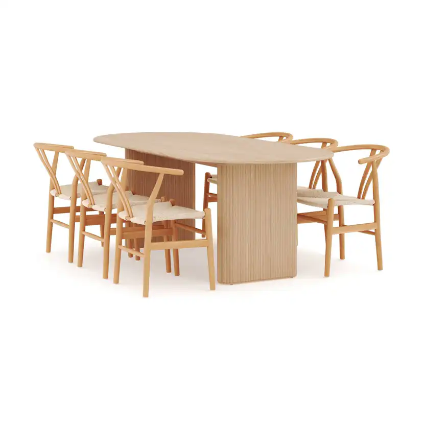 Matgrupp Bark Noira Ovalt Matbord 220 cm med 6Dastoori Matstol