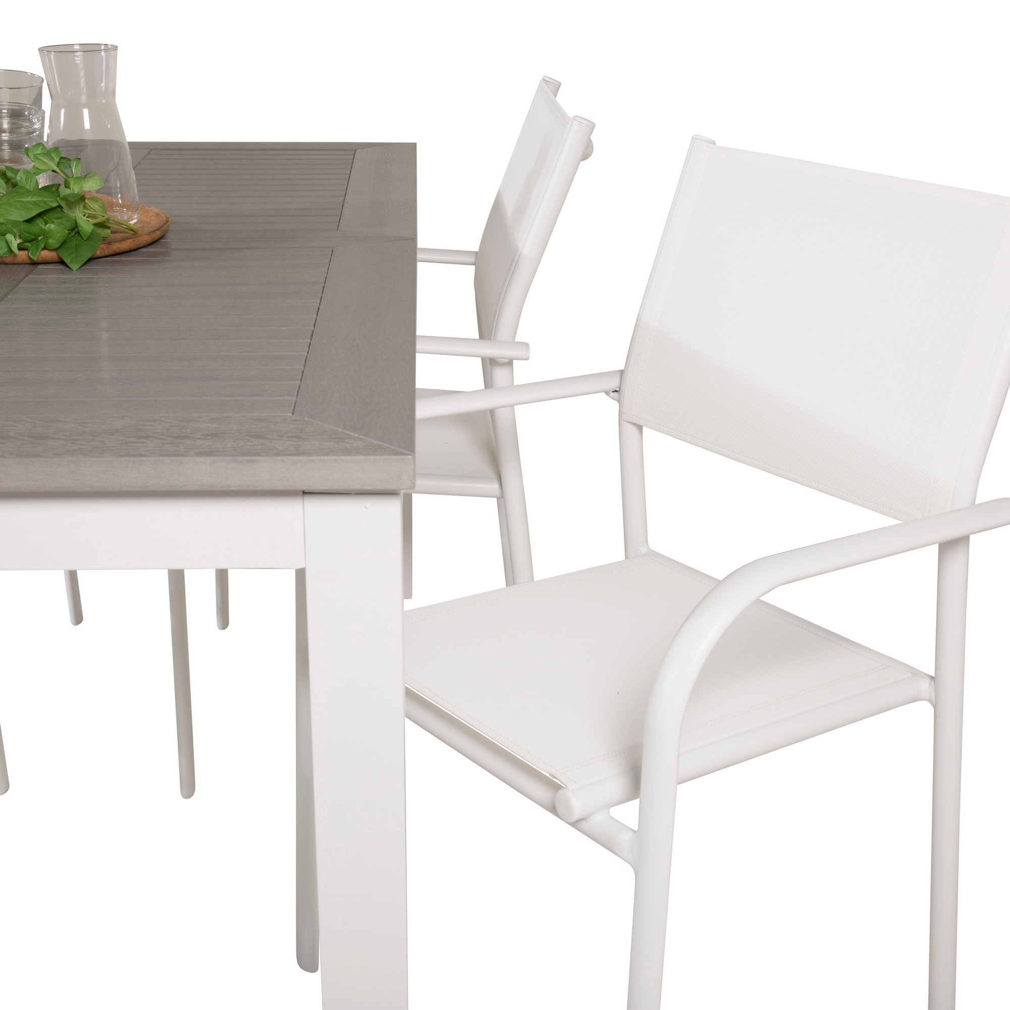 Albany Dining Table 152/210*90 - White Alu / Grey Aintwood+S Vit/Grå