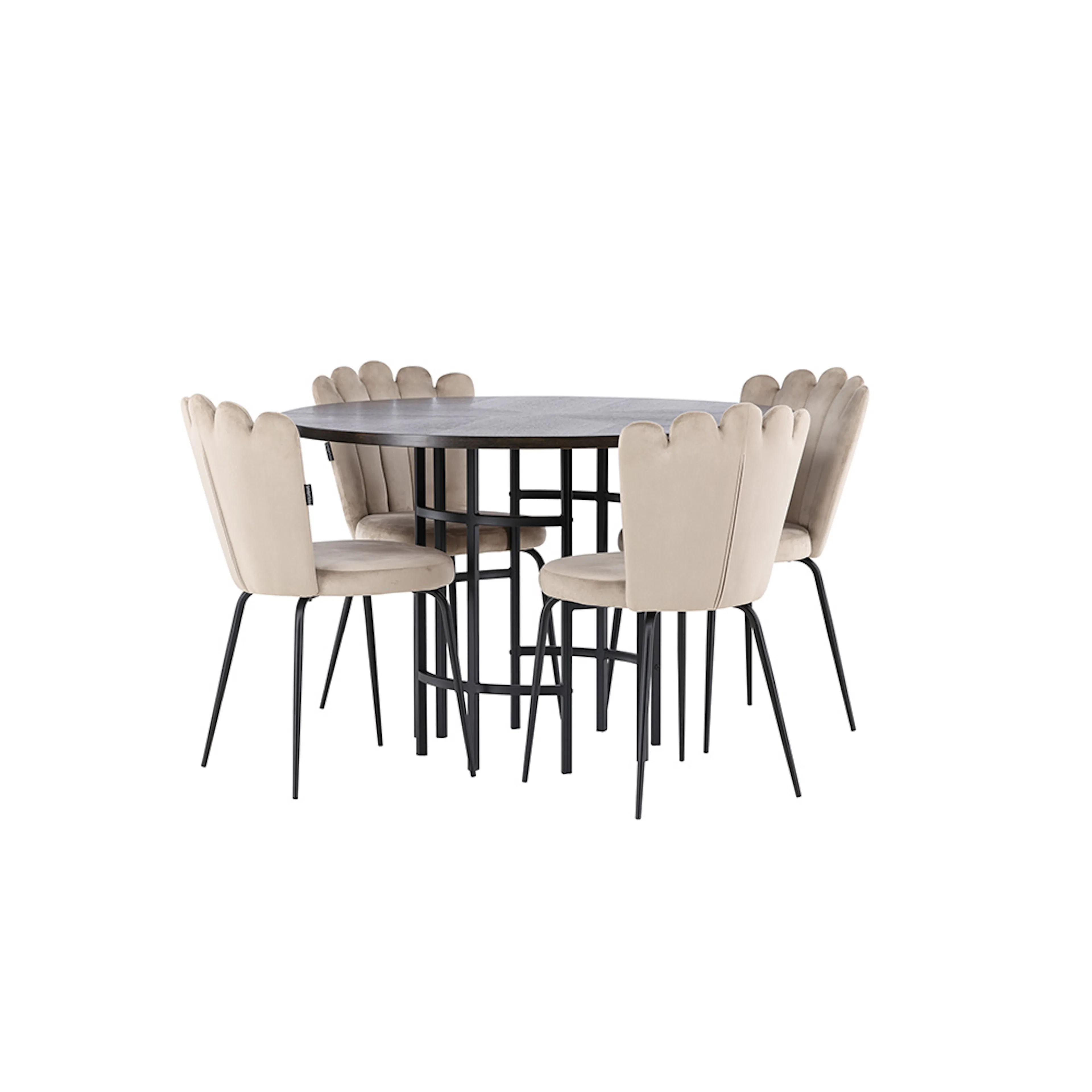 Copenhagen Dining Table - Black / Mocca Veneer +Limhamn Ligh Brun/Beige