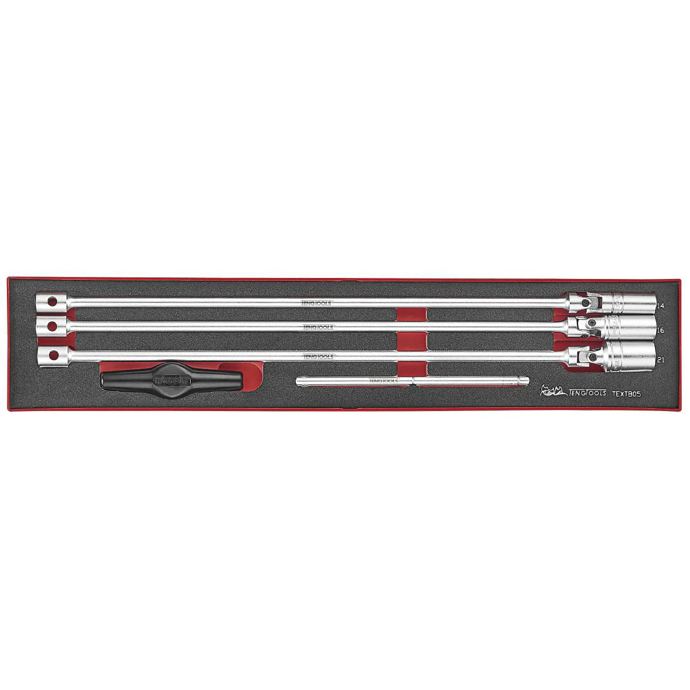 Tändstiftshylssats 5 delar Teng Tools 3/8 tum fäste och T-handtag TEXTB05